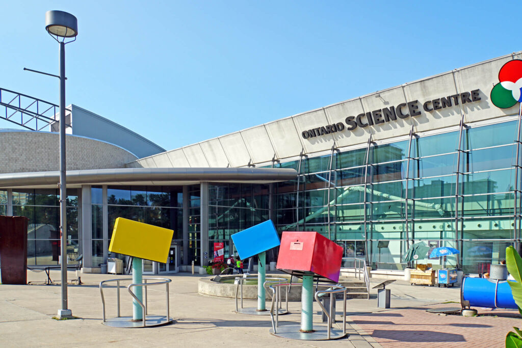 Exterior of the Ontario Science Centre building.
